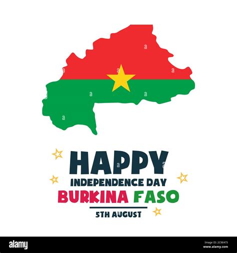 Happy Independence Day Burkina Faso Map 5 August Flag Poster Flat