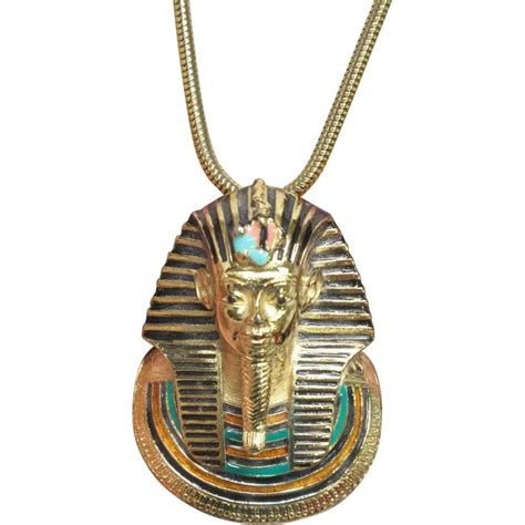 Vintage Eisenberg Enameled King Tut Egyptian Revival Necklace Excellent