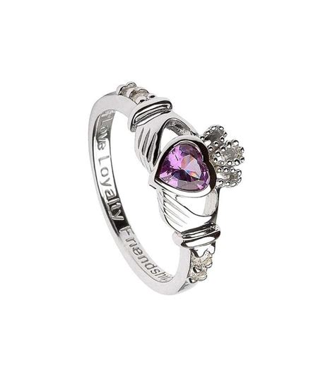 Silver June Claddagh Ring With Alexandrite Celtic Rings Ltd