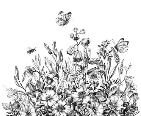 Bees Drawing Flower Line Stock Illustrations 511 Bees Drawing Flower
