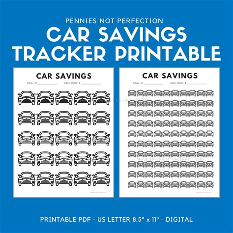 Car Savings Tracker Printable Car Savings Goal Chart - Etsy España