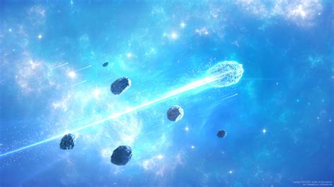 Wallpaper Digital Art Space Comet Asteroid Nebula Ice 2560x1440