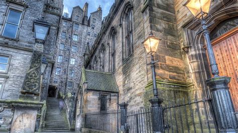 Architecture Building Old Building Water Edinburgh Scotland Hd