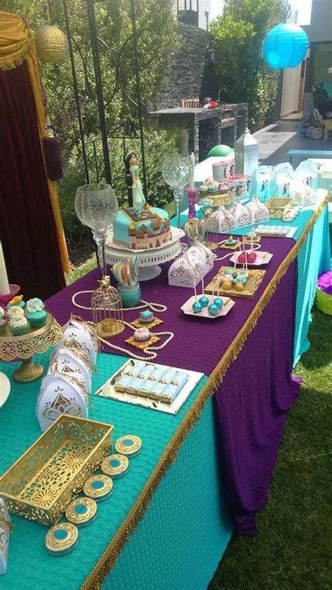 See more ideas about jasmine party, princess jasmine party, jasmine birthday. Princess Jasmine Party ~ Decorations ~ Dessert Table | Princess Jasmine Party | Pinterest ...