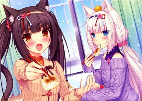 Tofu Anime Girls Vanilla Neko Para Neko Works Chocolat Neko Para