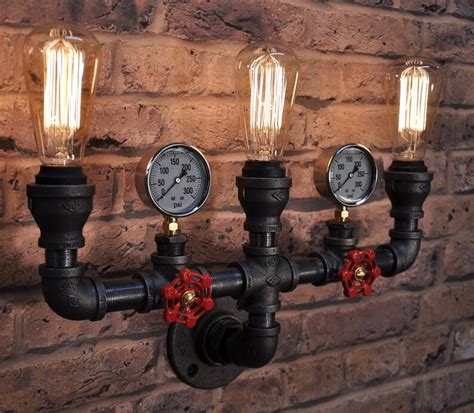 The Triton Industrial Steampunk Black Pipe Light Fixture Etsy