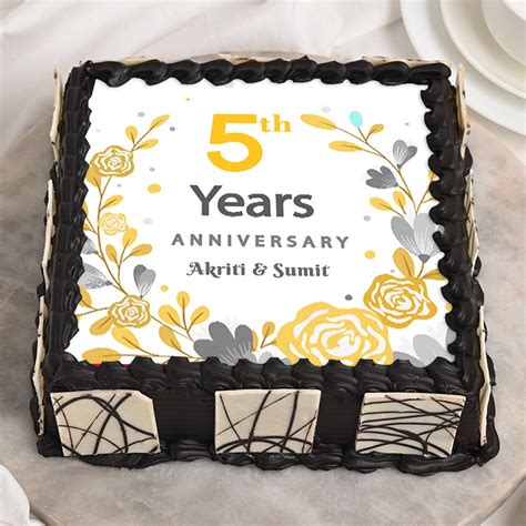 Buy Square Shaped 5th Anniversary Cake Fifth Anniversary Cake