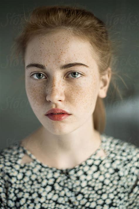 Portrait Of A Beautiful Girl With Freckles By Andrei Aleshyn Stocksy United