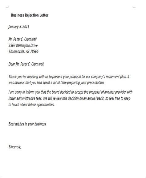 14 Formal Rejection Letters Sample Example Format Download