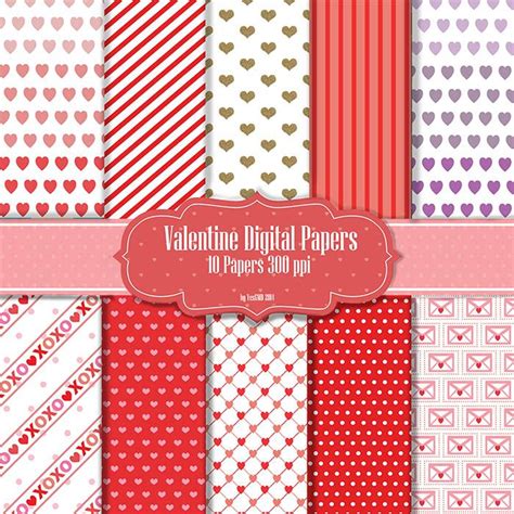 Free Scrapbook Printable Valentine 10 Digital Papers 300 Ppi