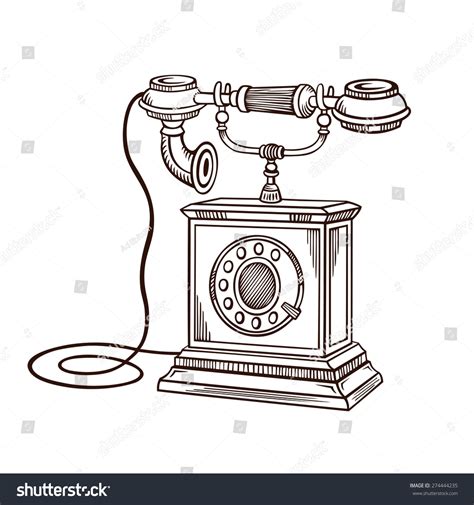 Hand Drawing Old Phone Retro Telephone Stock Vector 274444235