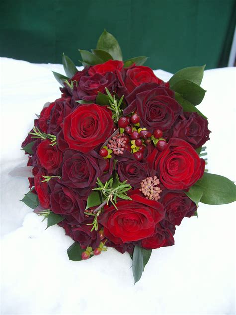 Beautiful wedding bouquet of red roses. Mixed Bouquet of Grand Prix and Berries | Red wedding ...