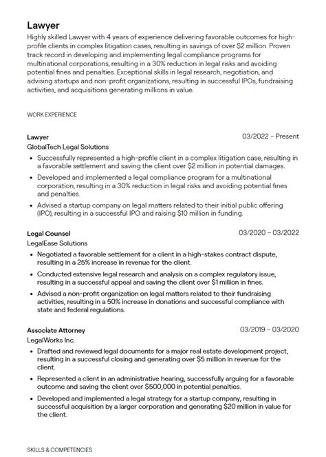 1 Lawyer Resume Examples With Guidance