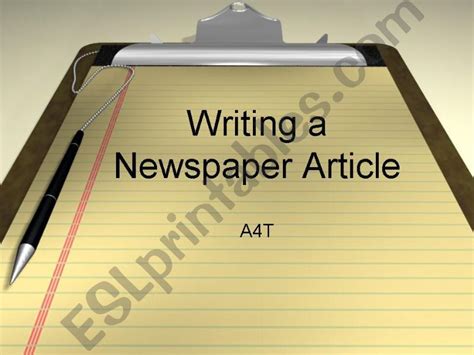Esl English Powerpoints Writing A Short Newspaper Article