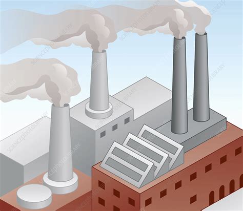 Air Pollution From Factory Chimneys Illustration Stock Image C Science Photo Library