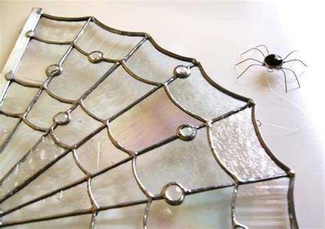 Spider Web Window Corner Stained Glass Decoration Halloween Etsy