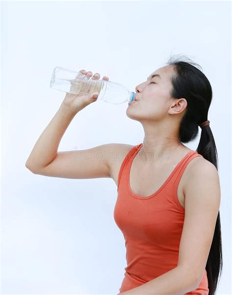 Thirsty Fitness Girl Drinking Bottle Of Water Stock Photo Image Of