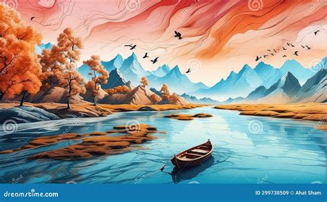 Breathtaking Natural Landscapes Stock Illustration - Illustration of