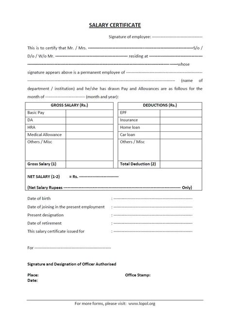 Download income certificate (pdf, 19 kb) Download Salary Certificate Formats - Word, Excel and PDF | Lopol.org