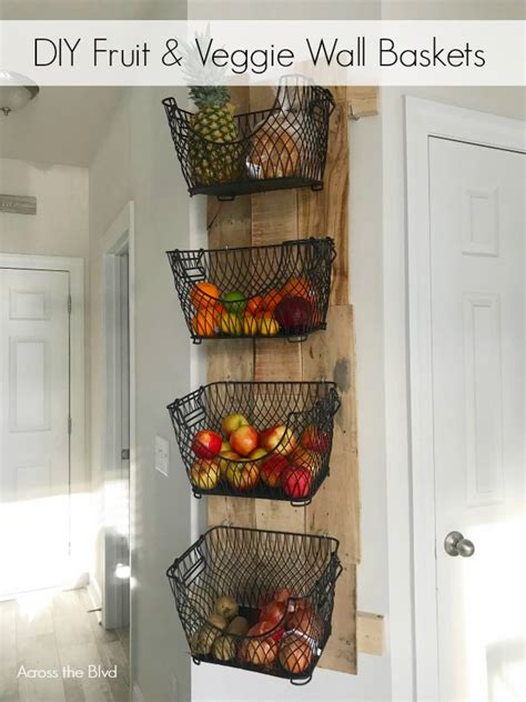 I love to keep a stockpile of fresh. DIY Wall Mounted Fruit and Veggie Holder | Across the Blvd