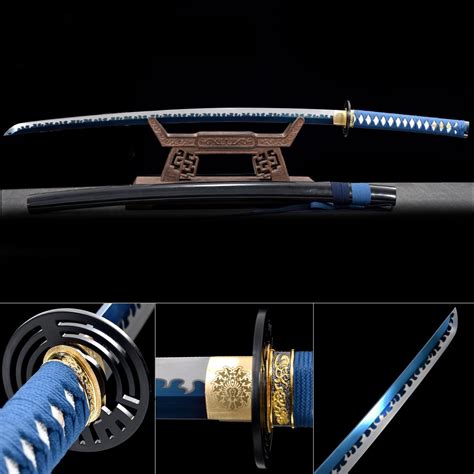 Handmade High Manganese Steel Blue Blade Full Tang Real Japanese Katana