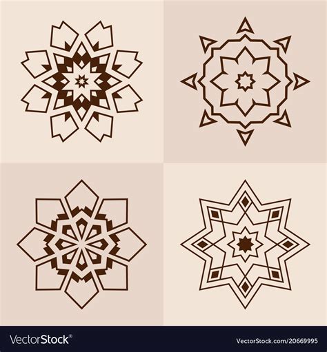 Abstract Symmetric Geometric Shapes Symbols For Vector Image