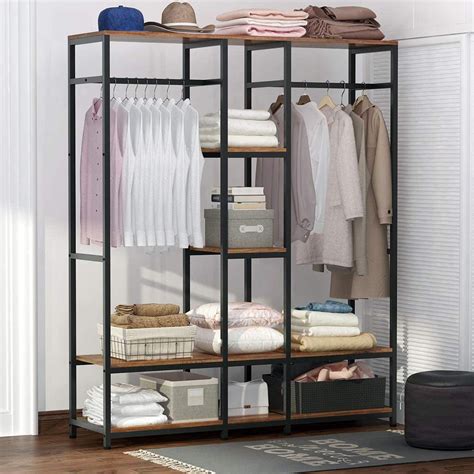 Tribesigns Heavy Duty Clothe Closet Storage With Shelves Double Rod