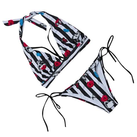 sex bikinis women swimsuit 2018 summer two piece bathing suits striped bikini halter printed