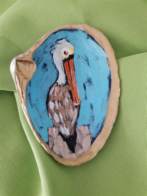 Hand Painted Shell Painted Seashell Shell With Pelican Etsy