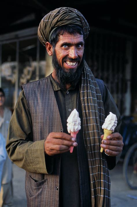 Afghan Man Holding His Ice Cream Cones Puli Khumri Afghanistan