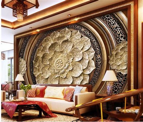 3d Wallpaper For Room Wood Carving Flowers Backdrop Custom 3d Photo