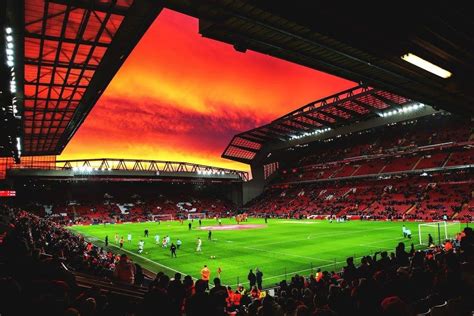 Wallpaper Sunset Red Sky Soccer Pitches Audience Structure Arena