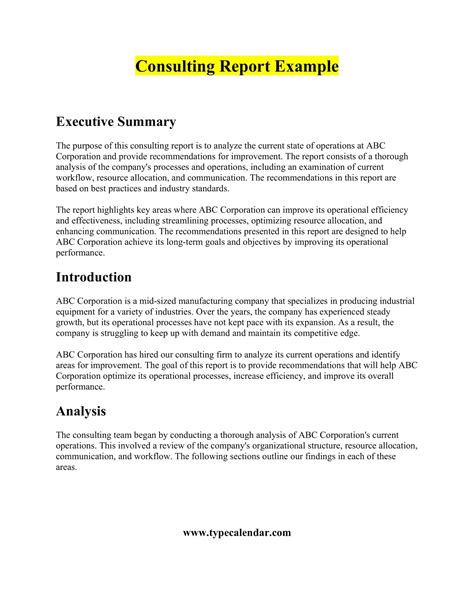 Free Printable Consulting Report Templates Word Pdf Business