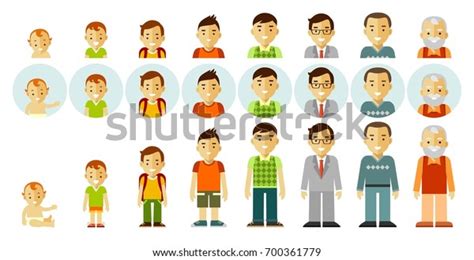 Set People Generations Different Ages Man Stock Vector Royalty Free