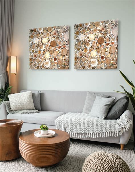 2 Pieces Set Wood Mosaic Living Room Wood Wall Art Modern Etsy