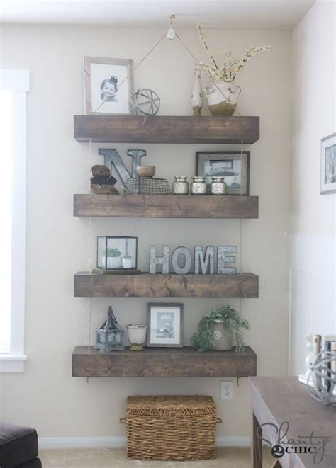 When it comes to the living room decor, there are some aspects that must be considered. DIY Floating Shelves with Pulleys | Diy living room decor, Floating shelves diy, Decor