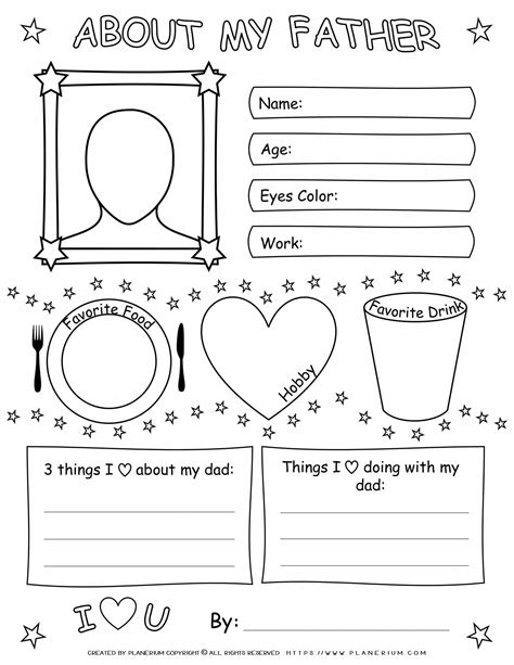 Fathers Day Worksheet About My Father Planerium