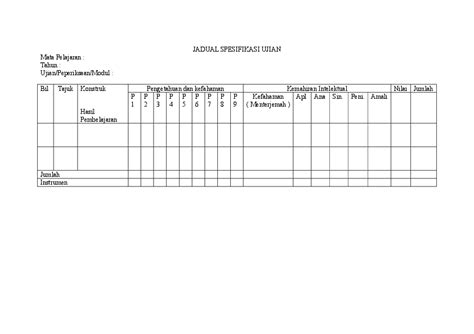 Contoh format berikut terdiri dari dokumen pengadaan langsung (word), format evaluasi (excel), dan kontrak pengadaan langsung konstruksi (excel: (DOC) 58364167-Contoh-Jadual-Spesifikasi-Ujian (1) | MOHD ...