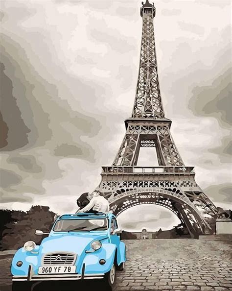 Eiffel Blue Canvastly Diy Paint By Numbers Eiffel Tower Painting