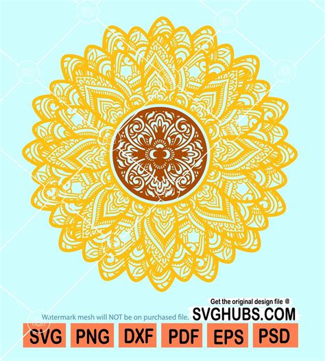 Sunflower mandala svg, mandala svg, sunflower svg, sunflower zentangle svg
