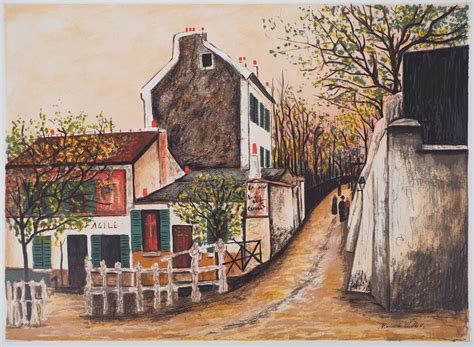 Maurice Utrillo Le Lapin Agile Montmartre Signed Lithograph Post