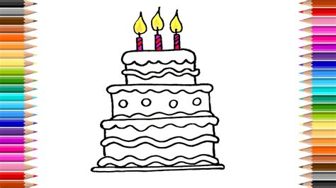 10 easy animal drawings for kids vol. How to Draw Birthday cake | Coloring pages | Kids songs ...