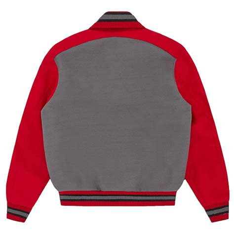 Gray/Red Wool ICECREAM College Varsity Jacket - Jackets Masters