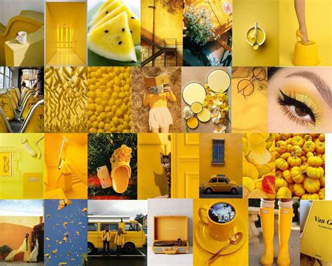 Wall Collage Kit Yellow Aesthetic Aesthetic Wall Collage Etsy