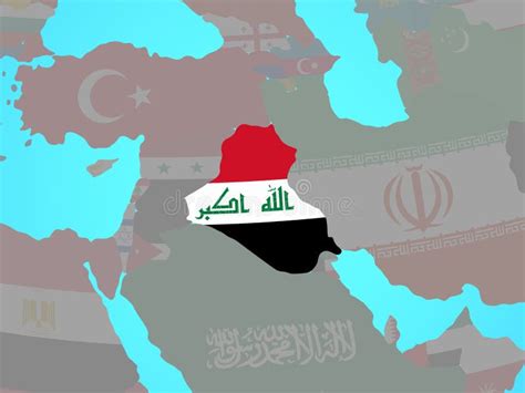 Der Irak Mit Flagge Auf Karte Stock Abbildung Illustration Von