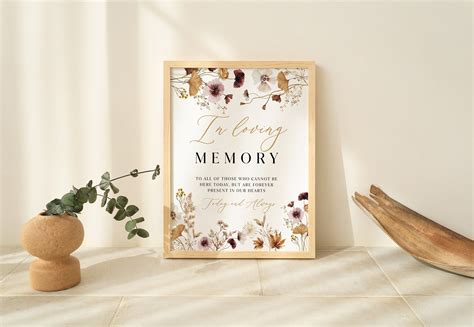 In Loving Memory Sign Template Boho Floral Wildflower Wedding Sign W