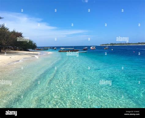 Paradise Island Turquoise Waters White Sands Blue Skys Stock Photo
