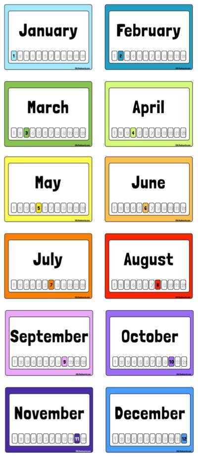 Free Printable Months Of The Year Flashcards Months In A Year