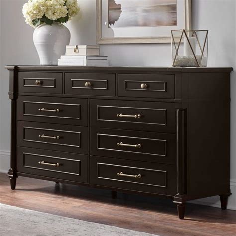 Home Decorators Collection Bellmore 9 Drawer Ebony Brown Dresser 66 In