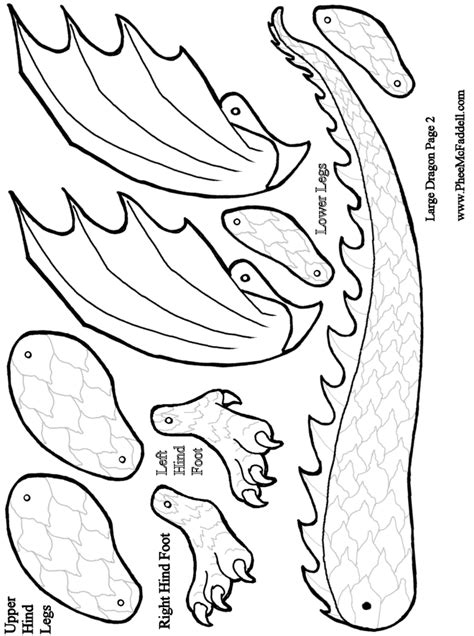 Large Dragon Puppet Page Two Coloring And Craft Page Dragon Puppet